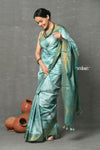 Tyohaar ~ Designer! Cotton Viscose Hand Dyed Saree With Sleek Border - Squalane Green