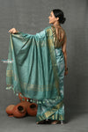 Tyohaar ~ Designer! Cotton Viscose Hand Dyed Saree With Sleek Border - Squalane Green