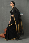 Tyohaar ~ Designed by VMI ~ Pure High Quality Mul Cotton Handloom Saree - Black Gold