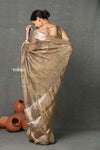 Tyohaar ~ Exclusive! Banarasi Handloom Crushed Pure Tissue Silk Saree ~ Copper