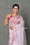 Tyohaar ~ Handloom Pure Cotton Silk Saree With Trendy Stripes - Pretty Lavender