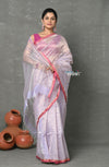 Tyohaar ~ Handloom Pure Cotton Silk Saree With Trendy Stripes - Pretty Lavender