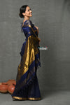 Tyohaar ~ Designer! High Quality Pure Mul Cotton Handloom Saree - Dark Blue