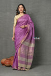 Tyohaar ~ Exclusive! Pure Cotton Handloom Saree By Khadigram Certified Weavers - Purple Pink