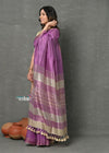 Tyohaar ~ Exclusive! Pure Cotton Handloom Saree By Khadigram Certified Weavers - Purple Pink