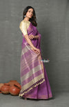 Tyohaar ~ Exclusive! Pure Cotton Handloom Saree By Khadigram Certified Weavers - Purple Pink