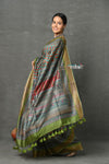 Tyohaar - Pure Handloom Tussar Silk with Kalamkari Print by Khadigram Certified Weavers ~ Green