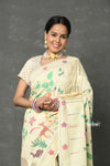 Tyohaar ~ Premium Signature! Masterpiece Handloom All Over Pure Cotton Paithani Saree - Off-white