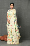 Tyohaar ~ Premium Signature! Masterpiece Handloom All Over Pure Cotton Paithani Saree - Off-white