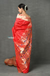 Tyohaar ~ Handloom Pure Silk Muniya Border Paithani Saree with Traditional Double Pallu Pallu ~ Bright Red