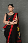 Tyohaar ~High Quality Handloom Linen Jamdhani Saree~  Black