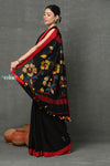 Tyohaar ~High Quality Handloom Linen Jamdhani Saree~  Black