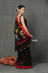 Tyohaar ~High Quality Handloom Linen Jamdhani Saree~  Black