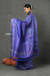 Tyohaar ~ Handloom Tussar Silk with Detailed Hand Embroidery by Khadigram Certified Weavers ~ Taurus Blue