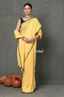  Tyohaar ~ Mul Cotton Khadi Design Handloom Woven Saree - Yellow