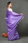 Pure Handloom Tussar Silk with Hand Mirror Embroidery by Khadigram Certified Weavers ~ Lavender