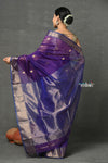 Tyohaar ~ Handloom Pure Cotton Silk Saree With Golden Border - Violet