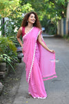 Taapsee ~ Handloom Pure  Mul Cotton Saree With Sleek Border - Wisteria Pink