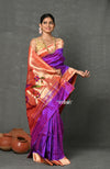 Tyohaar~Designed By VMI ~ Handloom Pure Silk Muniya Border Brocade with Floral Parrot Pallu in Purple Pink