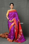 Tyohaar~Designed By VMI Premium ~ Handloom Pure Silk Muniya Border Brocade with Exclusive Nath Pallu in Purple Pink