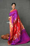 Tyohaar~Designed By VMI Premium ~ Handloom Pure Silk Muniya Border Brocade with Exclusive Nath Pallu in Purple Pink