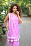 Taapsee ~ Designer! Pure Mul Cotton Saree with Sleek Border ~ Blush Pink