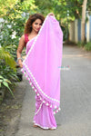 Taapsee ~ Designer! Pure Mul Cotton Saree with Sleek Border ~ Blush Pink