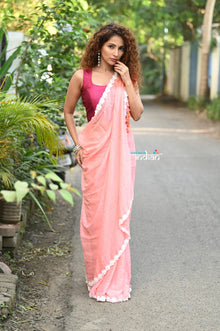  Taapsee ~ Designer! Pure  Mul Cotton Saree with Sleek Border ~ Heay Peach