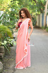 Taapsee ~ Designer! Pure  Mul Cotton Saree with Sleek Border ~ Heay Peach