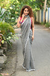 Taapsee ~ Designer! Pure  Mul Cotton Saree with Sleek Border ~ Salient Grey