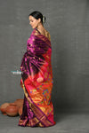 Tyohaar ~ Handloom Pure Silk  Maharani Paithani Saree with Handcrafted Maharani Pallu ~ Wine