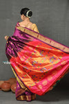 Tyohaar ~ Handloom Pure Silk  Maharani Paithani Saree with Handcrafted Maharani Pallu ~ Wine