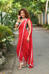 Taapsee ~ Designer! Pure  Mul Cotton Saree with Sleek Border ~ Bright Red