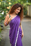 Taapsee ~ Designer! Pure  Mul Cotton Saree with Sleek Border ~ Purple