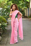 Taapsee ~ Designer! Pure  Mul Cotton Saree with Sleek Border ~ Rose Pink