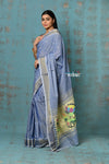 Tyohaar ~ Handloom Pure Cotton Paithani With Lotus Pallu~ Powder Blue