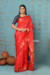 Tyohaar ~ Chandrakala: Handloom Pure Silk Paithani Saree with Traditional Peacock Pallu ~ Red (By Government Certified Weavers)