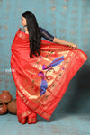 Tyohaar ~ Chandrakala: Handloom Pure Silk Paithani Saree with Traditional Peacock Pallu ~ Red (By Government Certified Weavers)