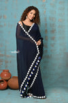 Taapsee ~ Designer! Pure  Mul Cotton Saree with Sleek Border ~ Dark Blue