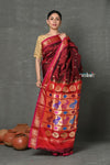 Tyohaar ~ Handloom Pure Silk  Maharani Paithani Saree with Handcrafted Peacock Pallu ~ Maroon