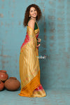 Suhaani ~ Handloom Khaddi Georgette Saree With All Over Floral Jaal~ Red & Orange (Silk Mark)