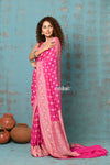 Suhaani ~ Handloom Khaddi Georgette Saree With All Over Floral Jaal~ Fuschia Pink(Silk Mark)