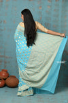 Suhaani ~ Handloom Khaddi Georgette Saree With All Over Jaal~ Delicate Blue (Silk Mark)