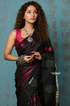 Anokhi ~ Handloom Pure Silk Designer Saree ~ Black and Pink Designer (Limited Edition)