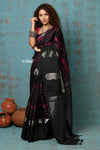 Anokhi ~ Handloom Pure Silk Designer Saree ~ Black and Pink Designer (Limited Edition)