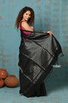 Anokhi ~ Handloom Pure Silk Designer Saree ~ Black and Pink Designer (Limited Edition)