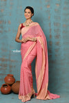 Suhaani ~ Handloom Khaddi Georgette Saree With All Over Jaal~ Delicate Pink (Silk Mark)