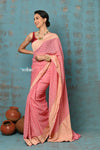 Suhaani ~ Handloom Khaddi Georgette Saree With All Over Jaal~ Delicate Pink (Silk Mark)