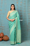 Suhaani ~ Handloom Khaddi Georgette Saree With All Over Jaal~ Sea Green (Silk Mark)