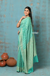 Suhaani ~ Handloom Khaddi Georgette Saree With All Over Jaal~ Sea Green (Silk Mark)